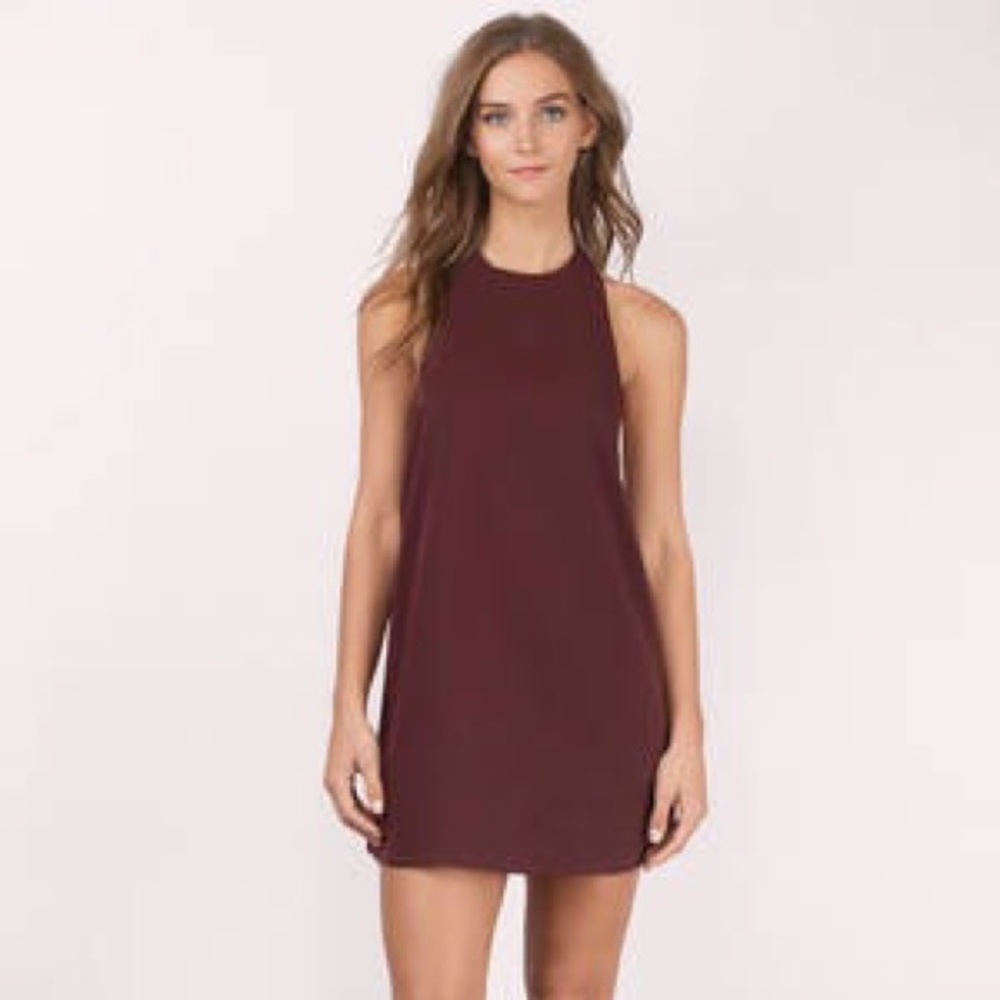 Maroon Halter Open Back Dress